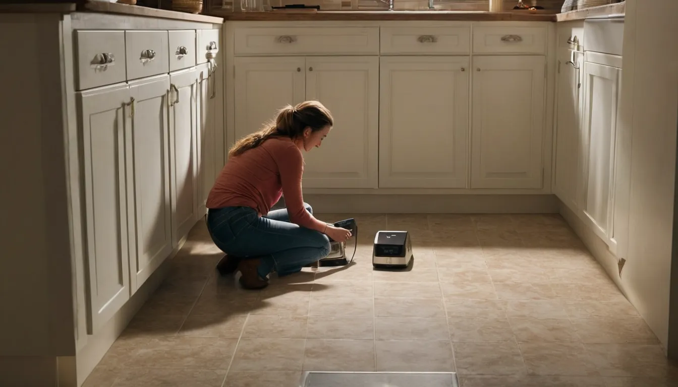 A homeowner checking under a kitchen sink for pests